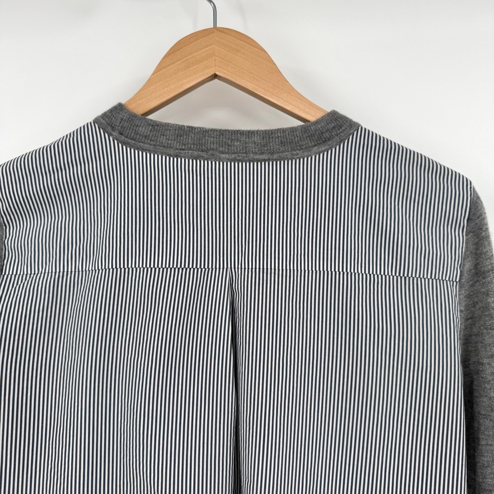 J.Crew Womens Merino Wool Blend Mixed Media Striped Layered Sweater Grey S - Picture 6 of 12